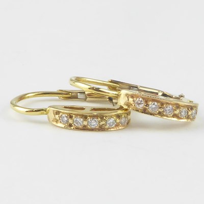 Lot 1116 - A pair of 18ct gold Italian diamond earrings,...