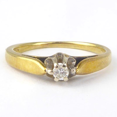 Lot 1032 - A 14ct gold diamond solitaire ring, size H,...