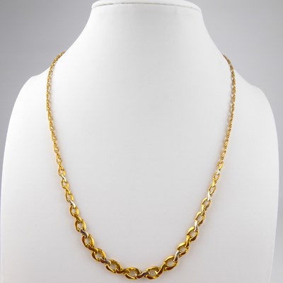 Lot 1109 - An Italian two-tone 18ct gold necklace with...