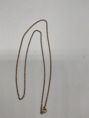 Lot 441 - A 9ct yellow gold fine link chain, length 54cm,...