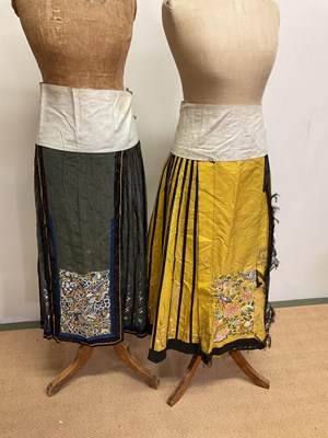 Lot 107 - Chinese Vintage embroidered silk apron skirts,...