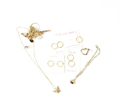 Lot 1131 - Various items of 9ct and other gold jewellery...