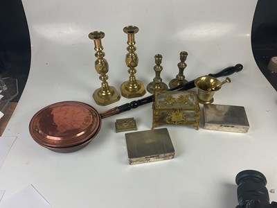 Lot 6373 - A small group of metalware to include two...