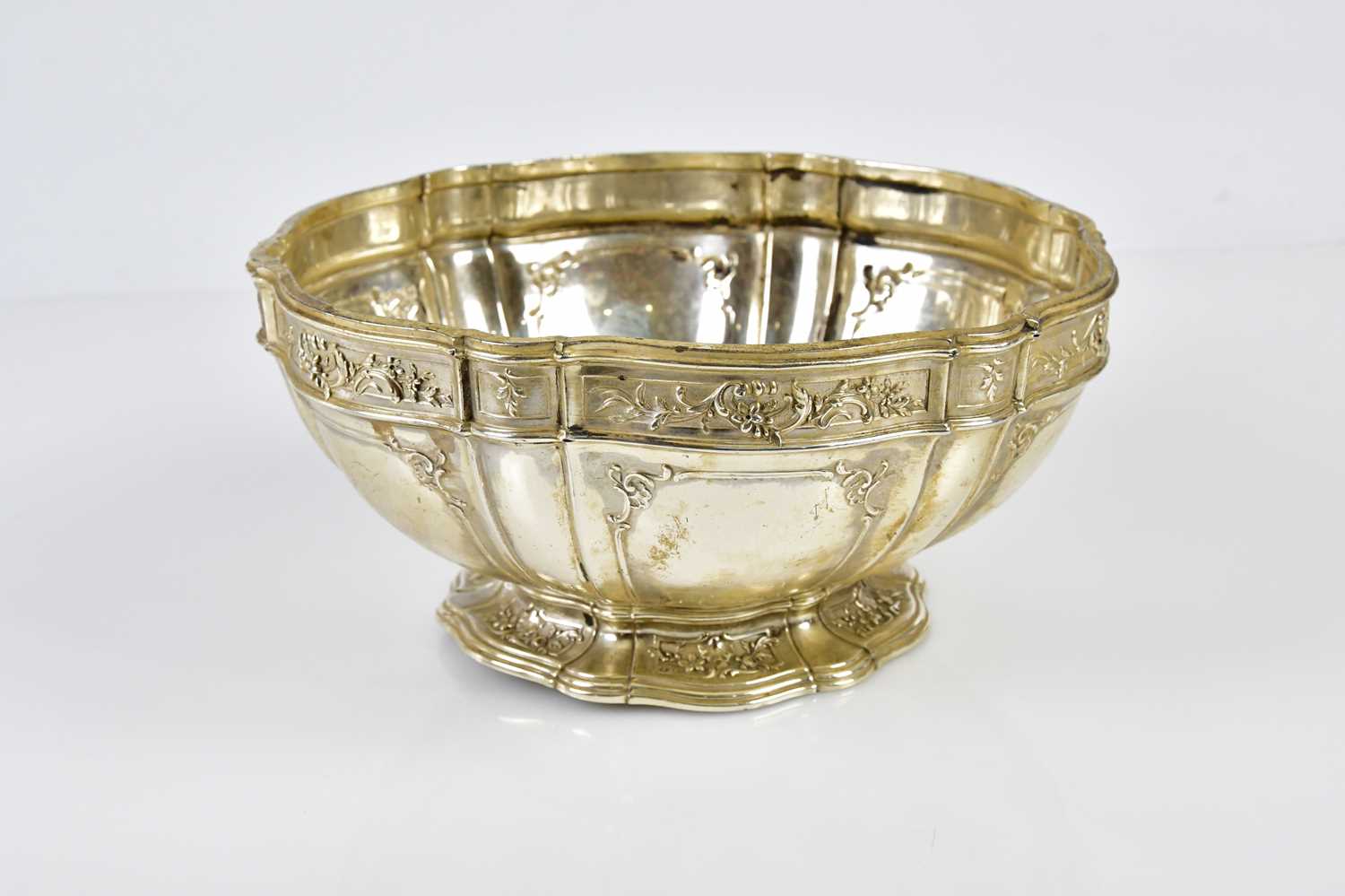 Lot 2142 - A sterling silver punch bowl with panelled...
