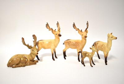 Lot 560 - BESWICK; five figures of deer, comprising...