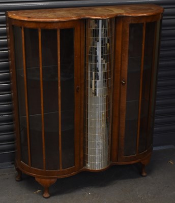 Lot 51 - An Art Deco walnut display cabinet, with two...