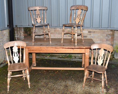 Lot 29 - A large pine rectangular kitchen table, 183 x...