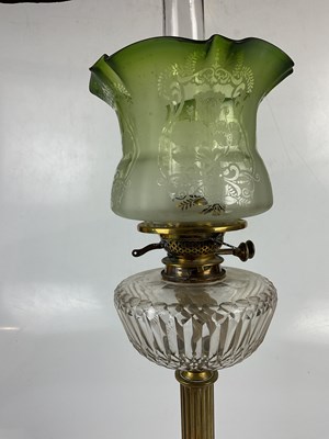 Lot 5181 - A Victorian oil lamp with green and frosted...