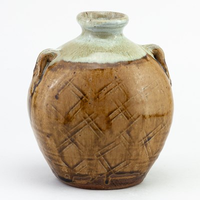 Lot 281 - MIKE DODD (born 1943); a flattened stoneware...