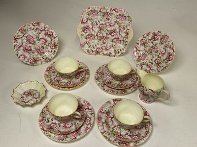 Lot 170 - SHELLEY; a part tea set in 'Mayflower' chintz...