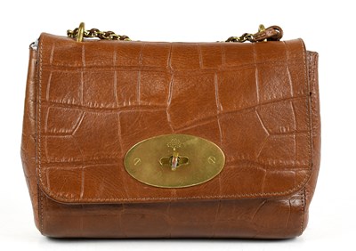 Lot 681 - MULBERRY; a brown faux crocodile embossed...