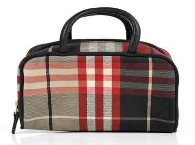 Lot 715 - BURBERRY; a red, black and cream check canvas...