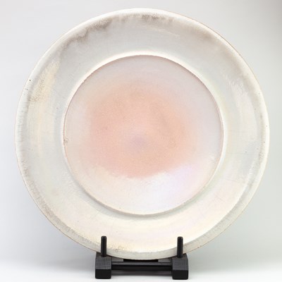 Lot 213 - JOHN DUNN (born 1944); a large raku platter...