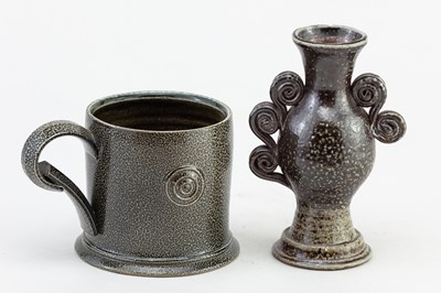 Lot 411 - WALTER KEELER (born 1942); a salt glazed mug,...