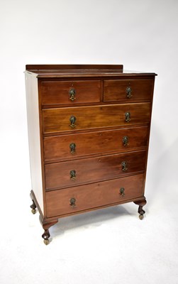 Lot 46 - An Edwardian walnut chest of two short over...