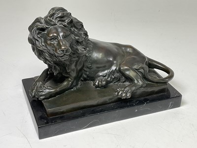 Lot 130 - AFTER ANTOINE-LOUIS BARYE; a bronze figure of...