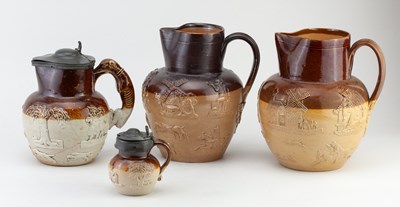 Lot 484 - Three 19th century salt glazed jugs including...