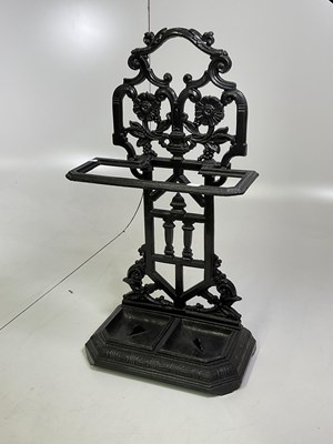 Lot 146 - A decorative cast iron umbrella/ stick stand,...