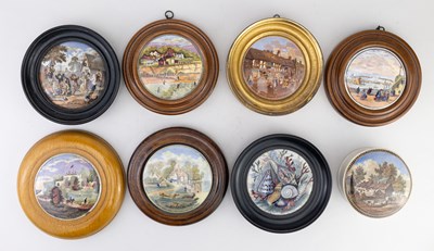 Lot 458 - F R PRATT; eight Pratt Ware pot lids including...