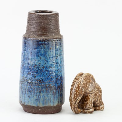 Lot 451 - BORNHOLM; a Danish art pottery vase partially...