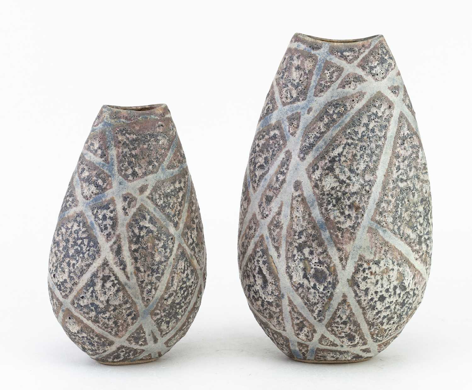 Lot 41 - ANDREW DAVIDSON; a flattened stoneware vase...