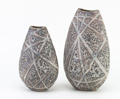 Lot 41 - ANDREW DAVIDSON; a flattened stoneware vase...