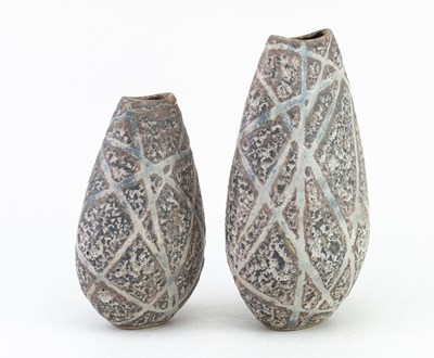 Lot 41 - ANDREW DAVIDSON; a flattened stoneware vase...