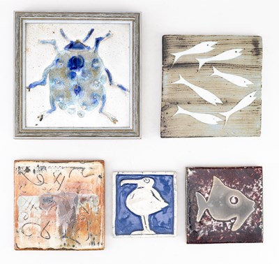 Lot 420 - A collection of tiles by various makers...