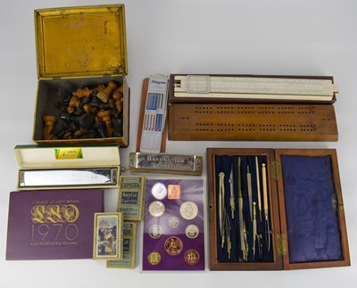 Lot 143 - Mixed collectibles to include two harmonicas, '...