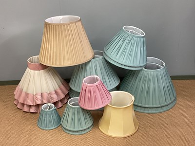 Lot 534 - Fifteen various pleated and lined lampshades,...