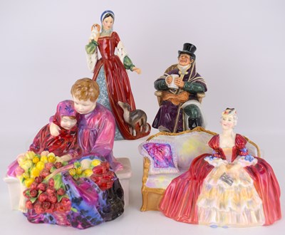 Lot 621 - ROYAL DOULTON; four porcelain figures,...