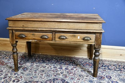 Lot 6598 - A late Victorian pitch pine table with hinged...