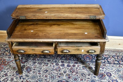 Lot 6598 - A late Victorian pitch pine table with hinged...