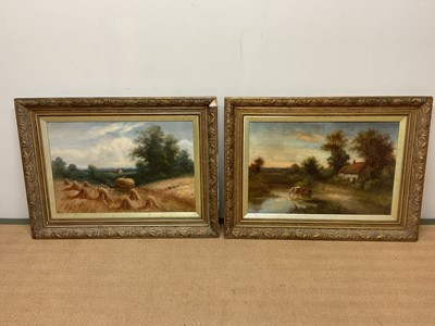 Lot 317 - W KING; a pair of oils on canvas, traditional...