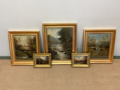 Lot 325 - Five oils on canvas and board, traditional...