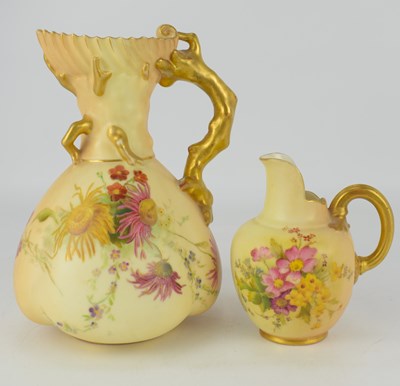 Lot 513 - WORCESTER; two blush ivory floral decorated...