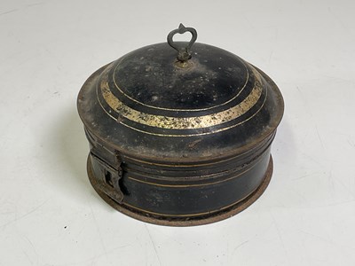 Lot 135 - A 19th century segmented metal spice tin with...