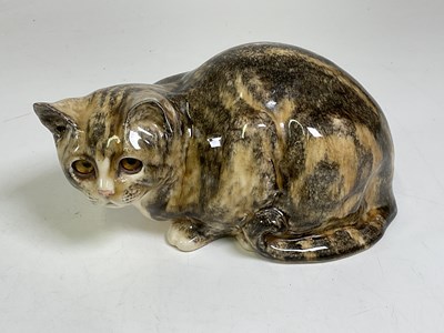 Lot 185 - A Winstanley pottery cat, length 29cm.