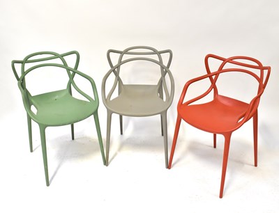 Lot 2 - KARTELL; three 'Masters' chairs in red, grey...