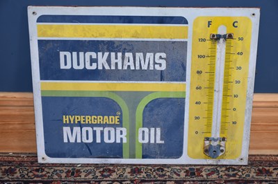 Lot 240 - DUCKHAMS; a vintage tin sign, 'Duckhams...