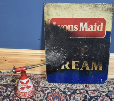 Lot 260 - LYONS MAID ICE CREAM; a vintage tin sign and a...