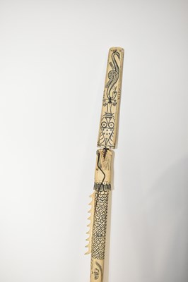 Lot 567 - A 20th century ceremonial bone mounted spear...