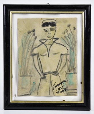 Lot 154 - YANNIS TSAROUCHIS (1910-1989); pastel and...