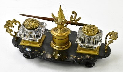 Lot 261 - A 19th century ebonised and brass mounted...