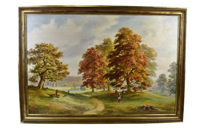 Lot 1514 - LOUIS JENNINGS; oil on canvas, rural scene,...