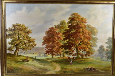 Lot 1514 - LOUIS JENNINGS; oil on canvas, rural scene,...