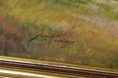 Lot 1514 - LOUIS JENNINGS; oil on canvas, rural scene,...