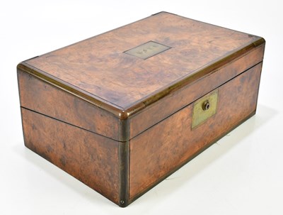 Lot 279 - A 19th century walnut and brass bound writing...