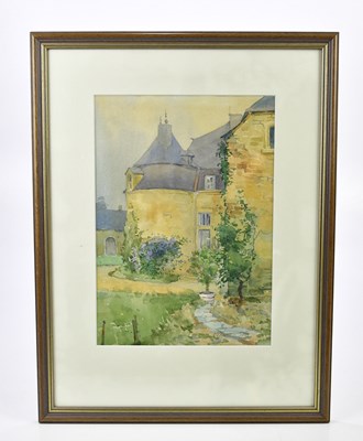 Lot 2532 - P NOUILLE; watercolour, country house, signed...