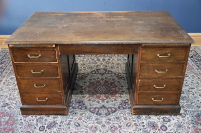 Lot 41 - A 19th century mahogany pedestal desk, with an...